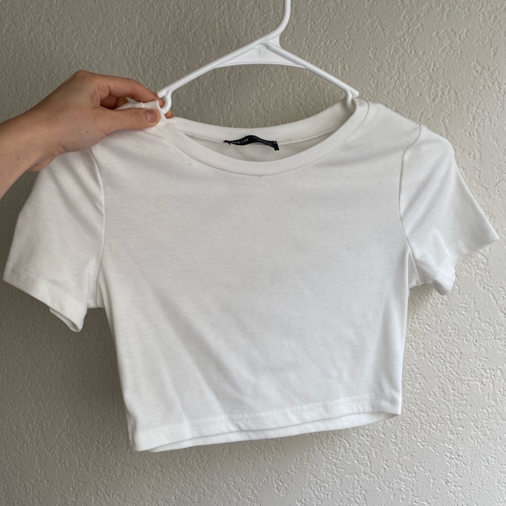 White cropped top